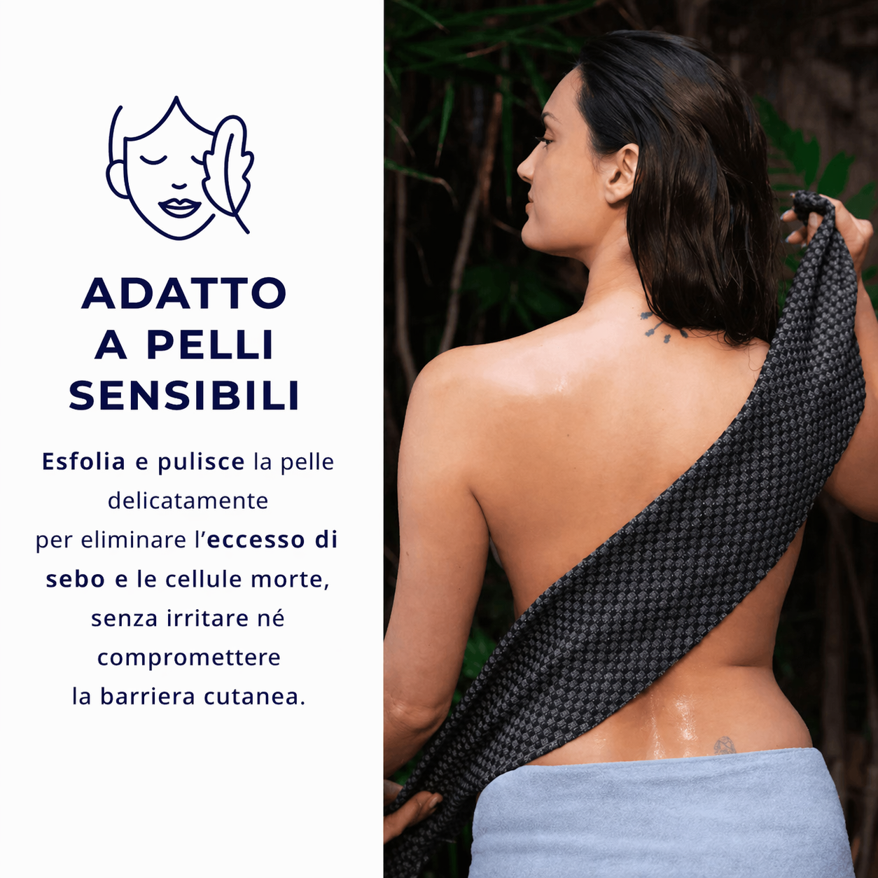 Telo da doccia esfoliante antibatterico